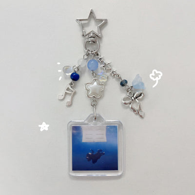 Y2K Aesthetic Blue Beaded Keychain – “HIT ME HARD AND SOFT” Handmade Charm Gift