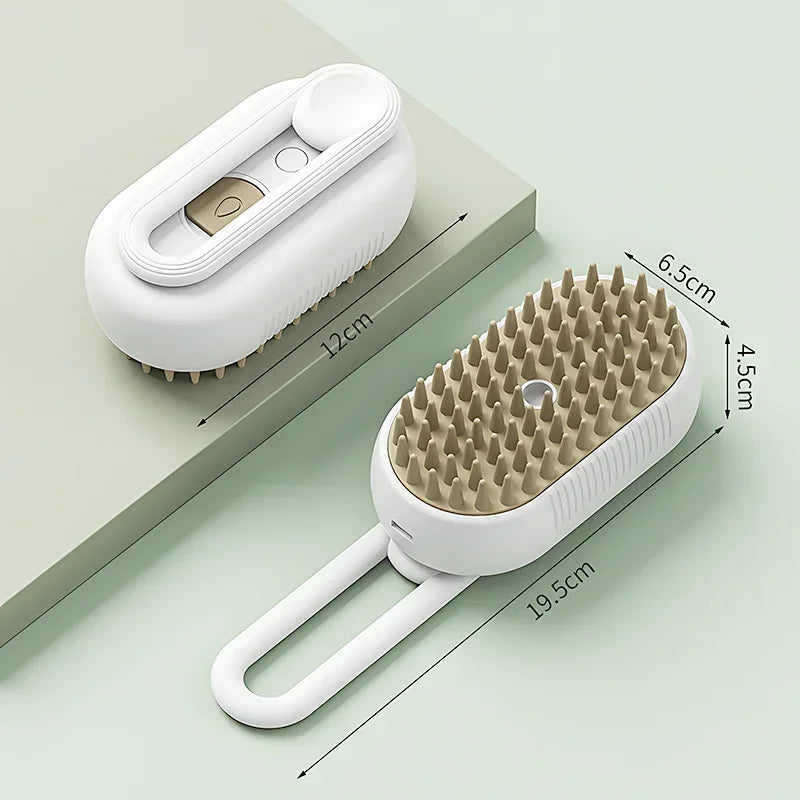 Steam Cat Brush – Foldable 3-in-1 Grooming Tool with Spray, Massage & Hair Removal
