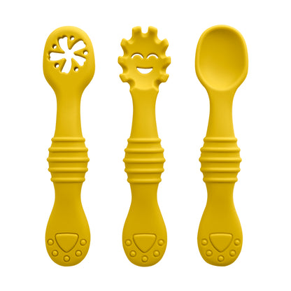 3PCS Baby Silicone Feeding Utensils – Fun & Soft Spoon Fork Set for Toddlers Learning to Eat