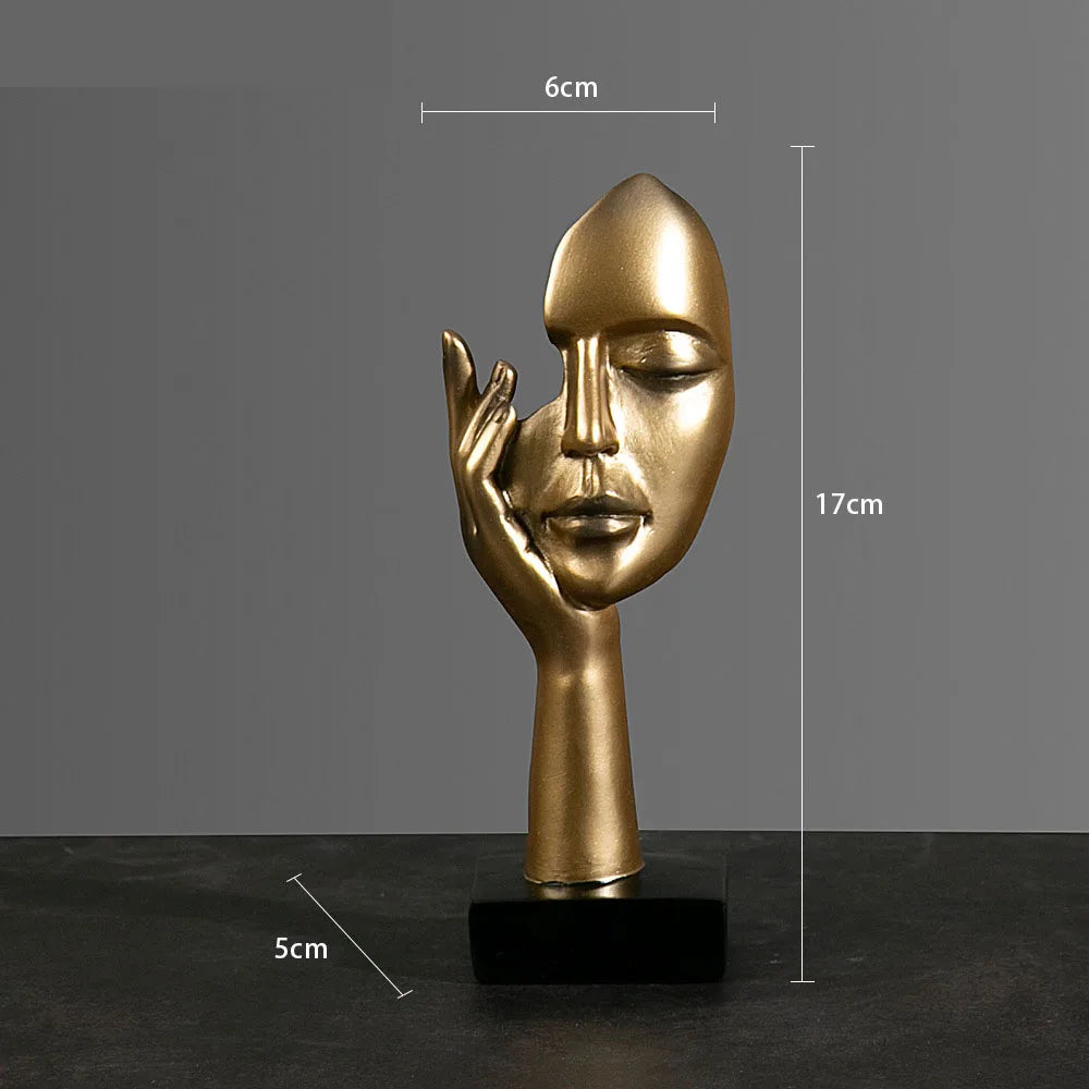 Luxury Abstract Resin Ornament – Hand-Held Face Sculpture for Modern Home & Office