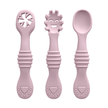 3PCS Baby Silicone Feeding Utensils – Fun & Soft Spoon Fork Set for Toddlers Learning to Eat