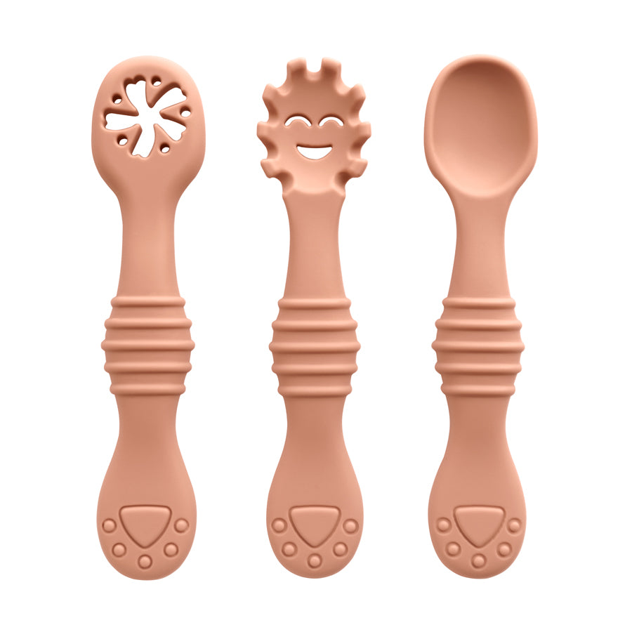 3PCS Baby Silicone Feeding Utensils – Fun & Soft Spoon Fork Set for Toddlers Learning to Eat