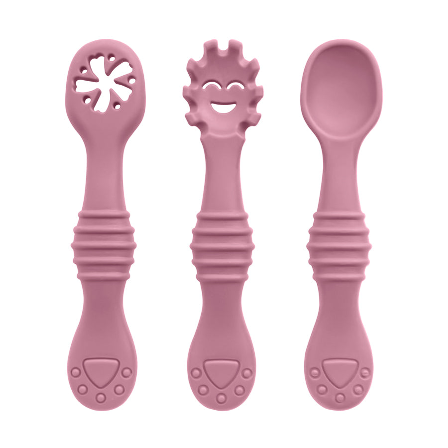 3PCS Baby Silicone Feeding Utensils – Fun & Soft Spoon Fork Set for Toddlers Learning to Eat