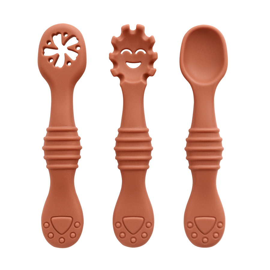 3PCS Baby Silicone Feeding Utensils – Fun & Soft Spoon Fork Set for Toddlers Learning to Eat
