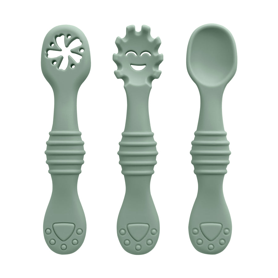 3PCS Baby Silicone Feeding Utensils – Fun & Soft Spoon Fork Set for Toddlers Learning to Eat