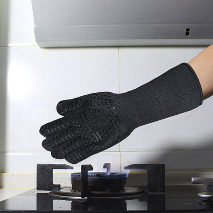 BBQ Microwave Oven Gloves High Temperature Resistance Barbecue Mitts 800 Degrees Fireproof Anti Heat Insulation Glove for Baking