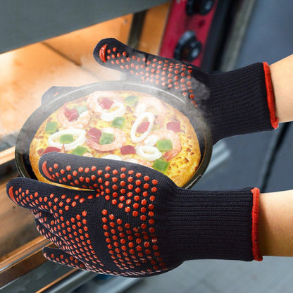 BBQ Microwave Oven Gloves High Temperature Resistance Barbecue Mitts 800 Degrees Fireproof Anti Heat Insulation Glove for Baking