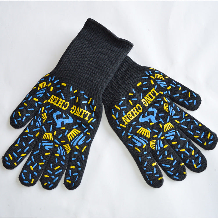BBQ Microwave Oven Gloves High Temperature Resistance Barbecue Mitts 800 Degrees Fireproof Anti Heat Insulation Glove for Baking