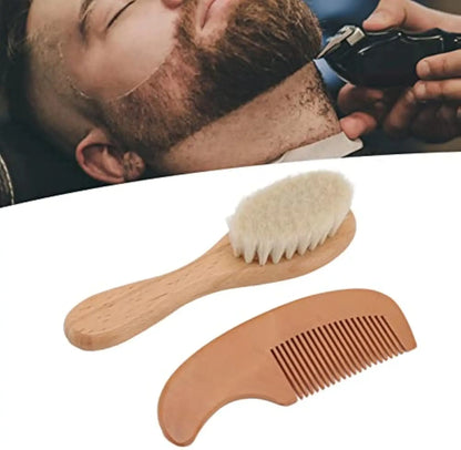2pcs Baby Comb Set Baby Care Hair Brush Beech Soft Wool Wood Comb Newborn Massager Baby Shower And Gift Baby Hair Soothing
