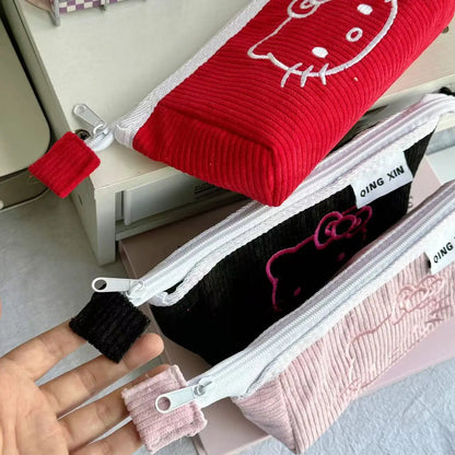 Hello Kitty Cute Makeup Bag Soft Touch High Beauty Stationery Pen Bag Fashionable Large Capacity Storage Bag Cute Girl Gift