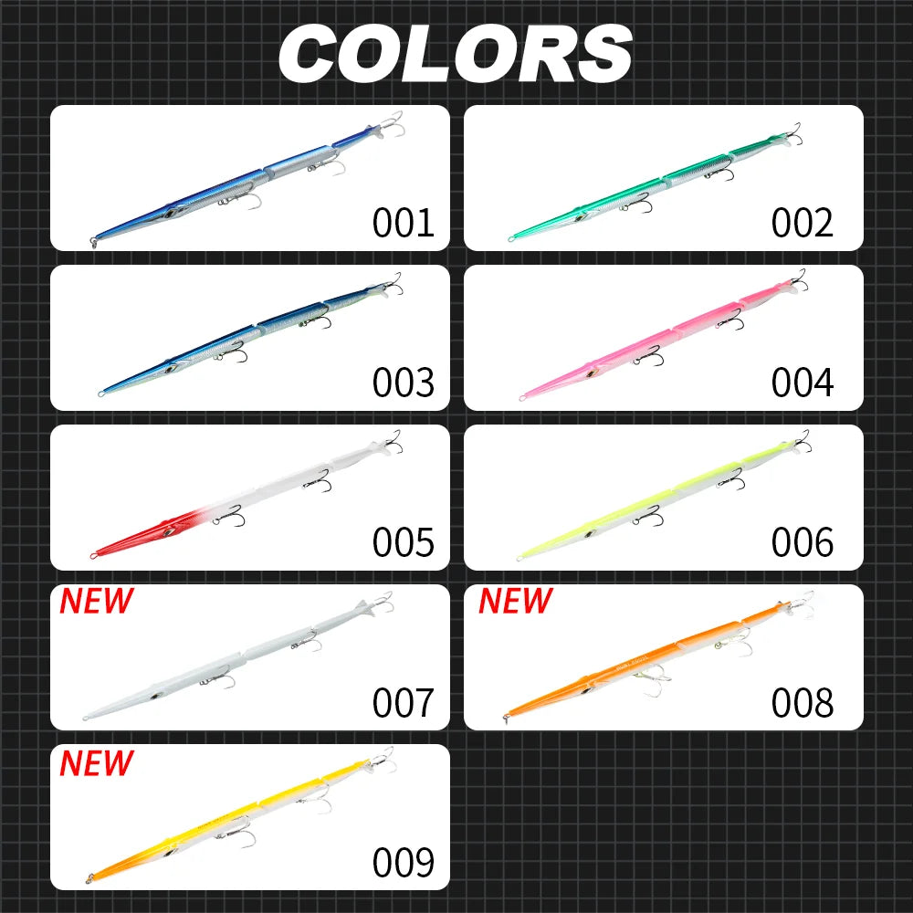 طُعم صيد السمك هانتهاوس المفصل بالقلم الرصاص، مكون من 3 أقسام، 255 مم/30.6 جم، طُعم سباحة غاطس بالإبرة لسمك القاروص الأزرق