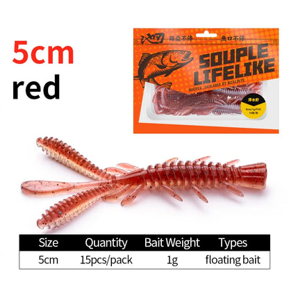 LINNHUE Floating Soft Shrimp Fishing Bait NED Rig Wobblers Shrimp Swim Lure Jig Salt Silicone Swimbait with Fish Attractant