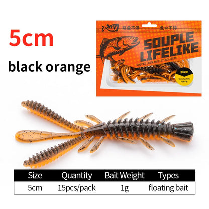 LINNHUE Floating Soft Shrimp Fishing Bait NED Rig Wobblers Shrimp Swim Lure Jig Salt Silicone Swimbait with Fish Attractant