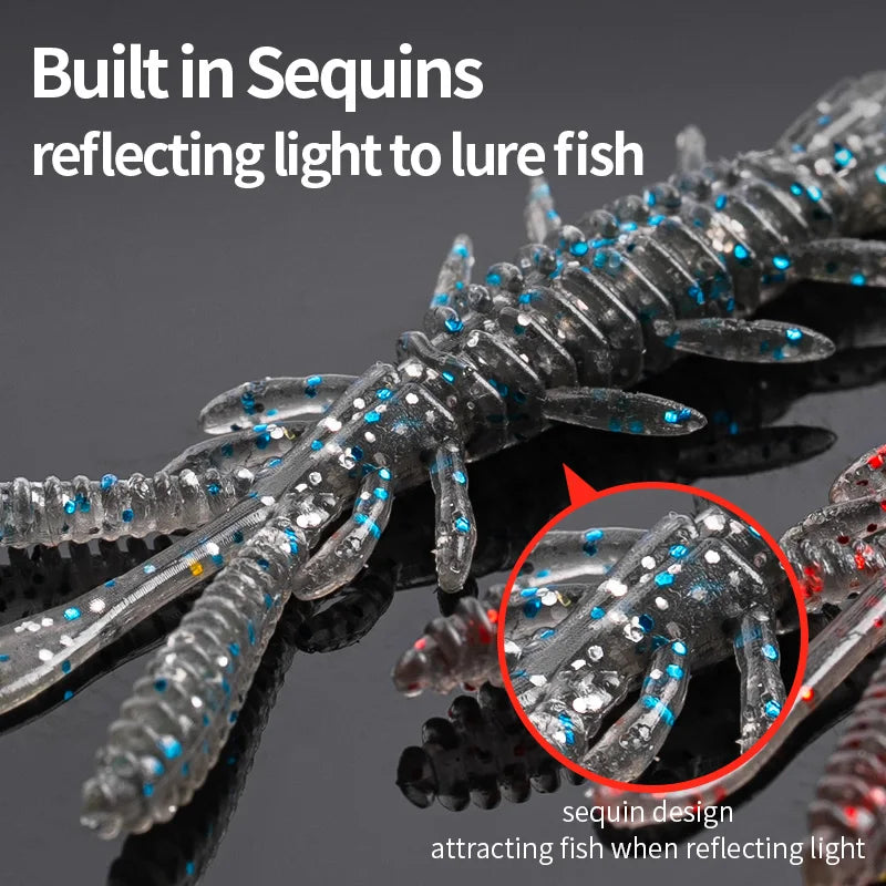 LINNHUE Floating Soft Shrimp Fishing Bait NED Rig Wobblers Shrimp Swim Lure Jig Salt Silicone Swimbait with Fish Attractant