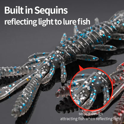 LINNHUE Floating Soft Shrimp Fishing Bait NED Rig Wobblers Shrimp Swim Lure Jig Salt Silicone Swimbait with Fish Attractant