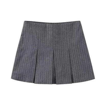Mooyufon Fashion Women's High Waist Shorts Skirts Pleated Skirt Shorts Women Striped Bermuda Shorts Woman Casual Mini Shorts