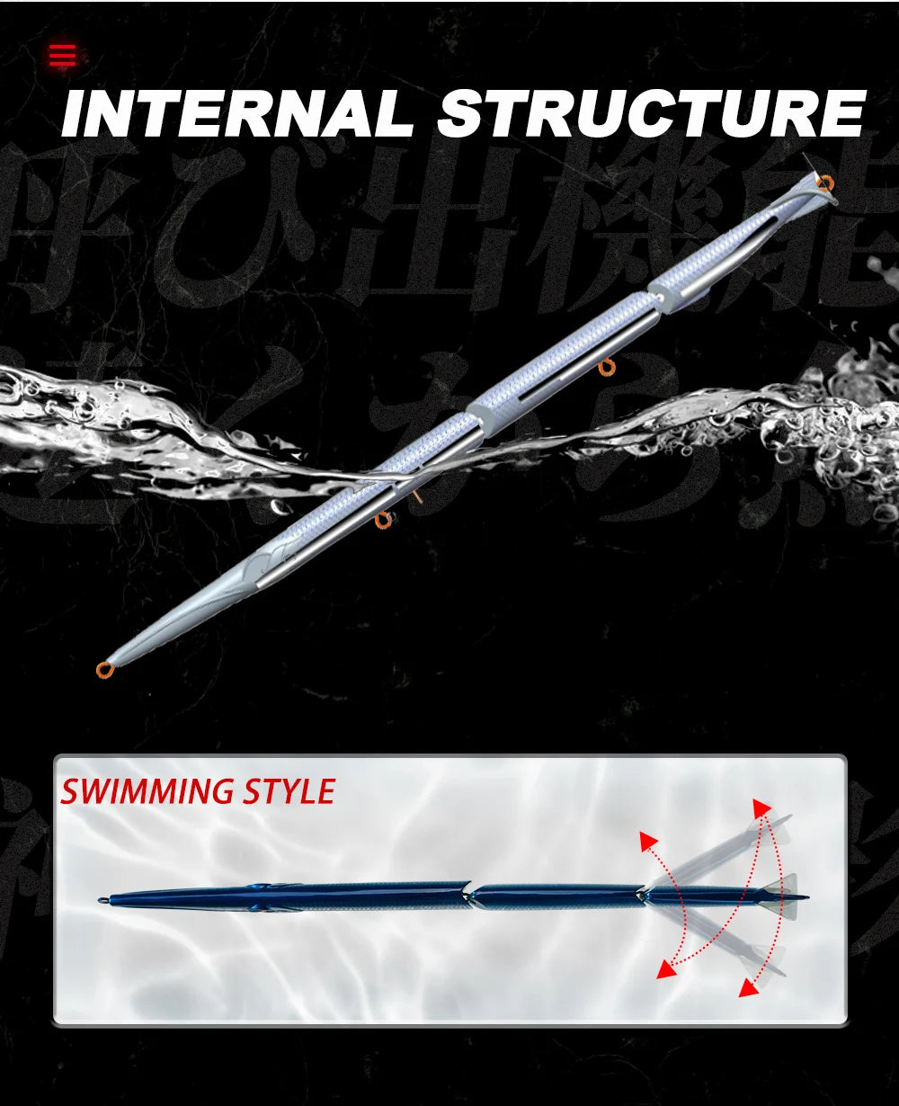 طُعم صيد السمك هانتهاوس المفصل بالقلم الرصاص، مكون من 3 أقسام، 255 مم/30.6 جم، طُعم سباحة غاطس بالإبرة لسمك القاروص الأزرق