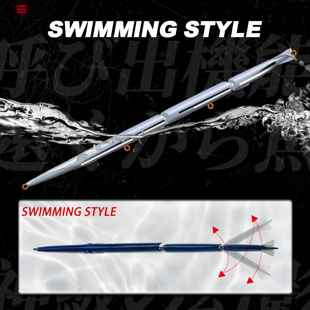 طُعم صيد السمك هانتهاوس المفصل بالقلم الرصاص، مكون من 3 أقسام، 255 مم/30.6 جم، طُعم سباحة غاطس بالإبرة لسمك القاروص الأزرق