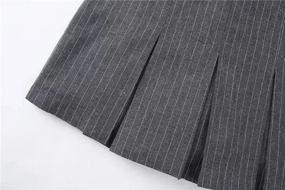 Mooyufon Fashion Women's High Waist Shorts Skirts Pleated Skirt Shorts Women Striped Bermuda Shorts Woman Casual Mini Shorts