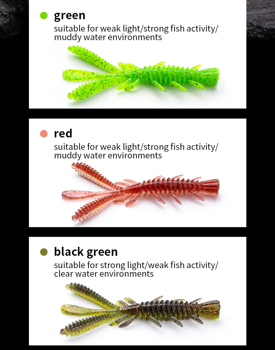 LINNHUE Floating Soft Shrimp Fishing Bait NED Rig Wobblers Shrimp Swim Lure Jig Salt Silicone Swimbait with Fish Attractant