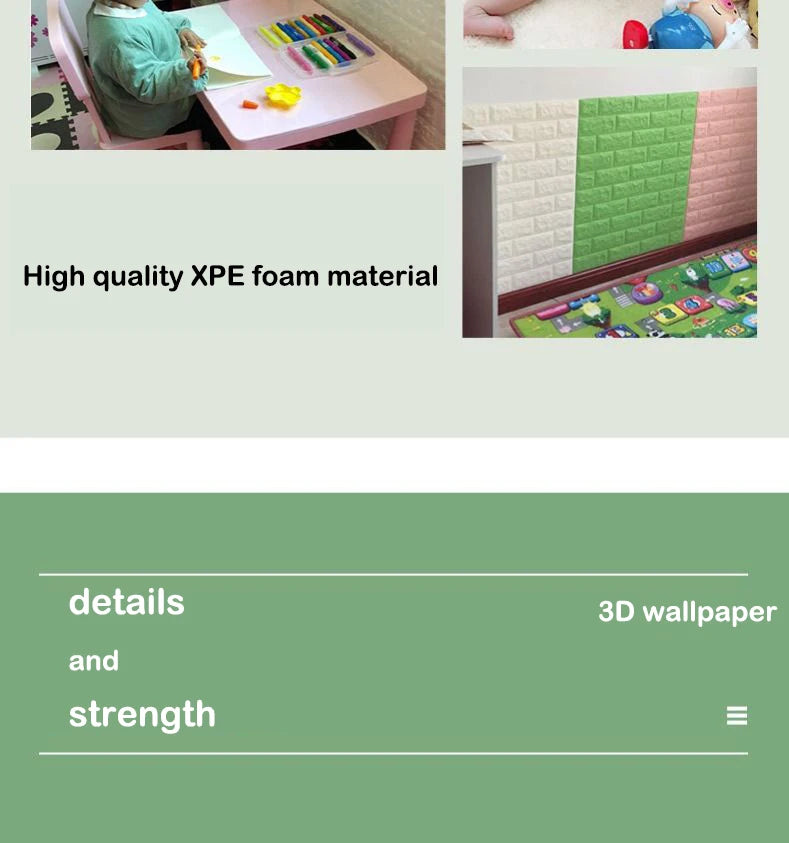 70cm*100cm Self-adhesive Wallpaper Background Modern Home Decoration PVC Waterproof Wall Stickers Foam 3D DIY Brick Pattern Room