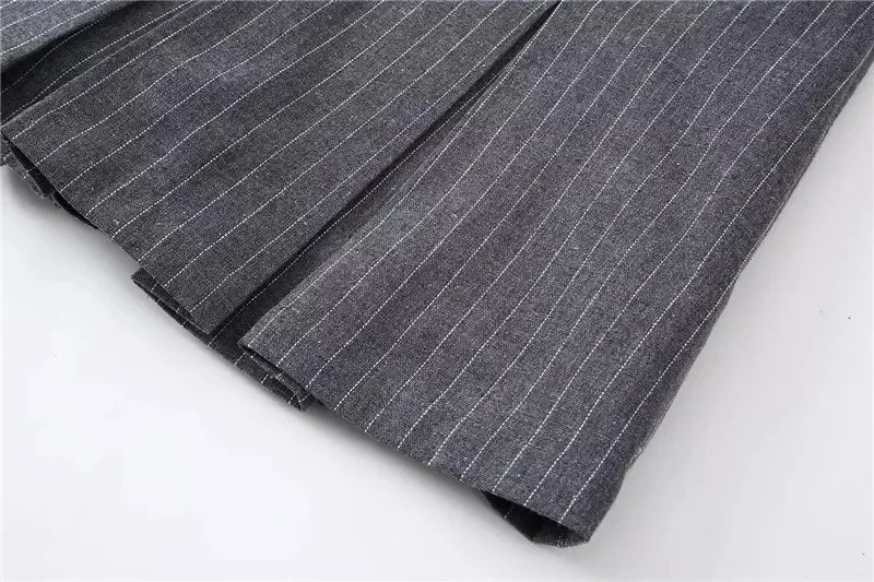 Mooyufon Fashion Women's High Waist Shorts Skirts Pleated Skirt Shorts Women Striped Bermuda Shorts Woman Casual Mini Shorts