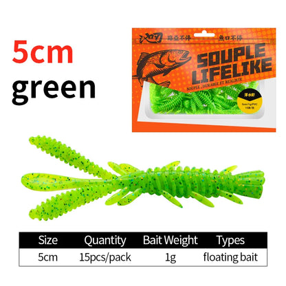 LINNHUE Floating Soft Shrimp Fishing Bait NED Rig Wobblers Shrimp Swim Lure Jig Salt Silicone Swimbait with Fish Attractant