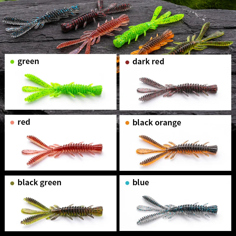 LINNHUE Floating Soft Shrimp Fishing Bait NED Rig Wobblers Shrimp Swim Lure Jig Salt Silicone Swimbait with Fish Attractant