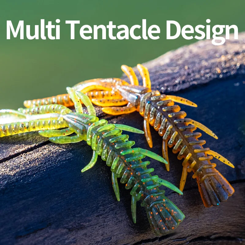 LINNHUE Floating Soft Shrimp Fishing Bait NED Rig Wobblers Shrimp Swim Lure Jig Salt Silicone Swimbait with Fish Attractant