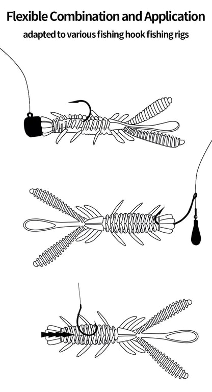 LINNHUE Floating Soft Shrimp Fishing Bait NED Rig Wobblers Shrimp Swim Lure Jig Salt Silicone Swimbait with Fish Attractant