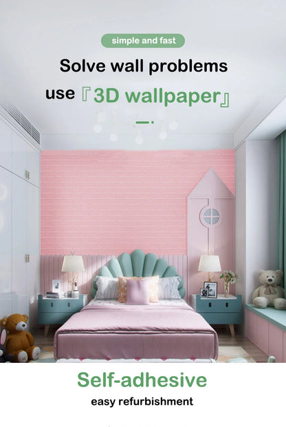 70cm*100cm Self-adhesive Wallpaper Background Modern Home Decoration PVC Waterproof Wall Stickers Foam 3D DIY Brick Pattern Room