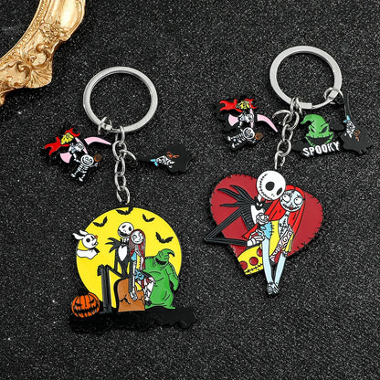 The Nightmare Before Christmas Keychain Sally Jack Skellington Halloween Keyrings Car Key Holder for Couple Jewelry Gifts