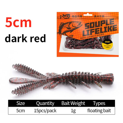 LINNHUE Floating Soft Shrimp Fishing Bait NED Rig Wobblers Shrimp Swim Lure Jig Salt Silicone Swimbait with Fish Attractant