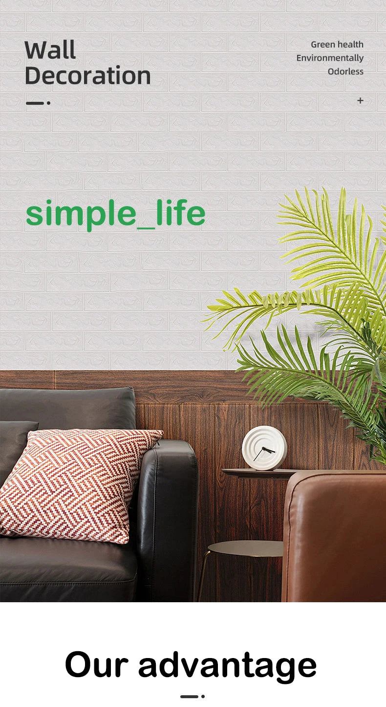 70cm*100cm Self-adhesive Wallpaper Background Modern Home Decoration PVC Waterproof Wall Stickers Foam 3D DIY Brick Pattern Room