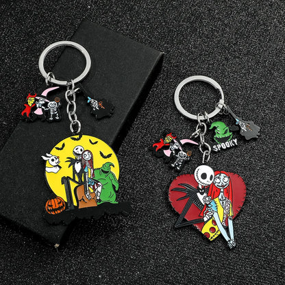 The Nightmare Before Christmas Keychain Sally Jack Skellington Halloween Keyrings Car Key Holder for Couple Jewelry Gifts