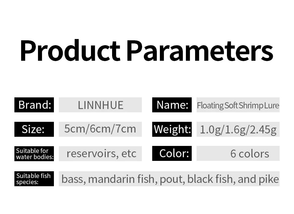 LINNHUE Floating Soft Shrimp Fishing Bait NED Rig Wobblers Shrimp Swim Lure Jig Salt Silicone Swimbait with Fish Attractant