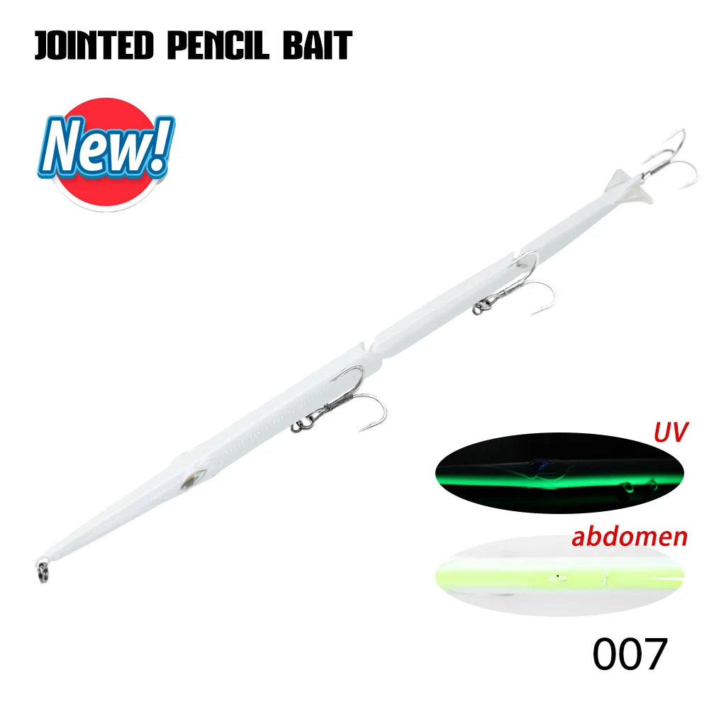 طُعم صيد السمك هانتهاوس المفصل بالقلم الرصاص، مكون من 3 أقسام، 255 مم/30.6 جم، طُعم سباحة غاطس بالإبرة لسمك القاروص الأزرق