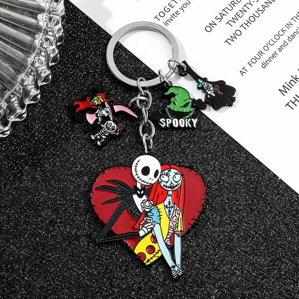The Nightmare Before Christmas Keychain Sally Jack Skellington Halloween Keyrings Car Key Holder for Couple Jewelry Gifts