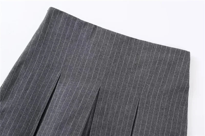 Mooyufon Fashion Women's High Waist Shorts Skirts Pleated Skirt Shorts Women Striped Bermuda Shorts Woman Casual Mini Shorts