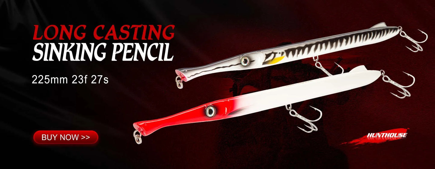 طُعم صيد السمك هانتهاوس المفصل بالقلم الرصاص، مكون من 3 أقسام، 255 مم/30.6 جم، طُعم سباحة غاطس بالإبرة لسمك القاروص الأزرق