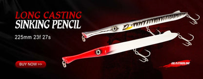 طُعم صيد السمك هانتهاوس المفصل بالقلم الرصاص، مكون من 3 أقسام، 255 مم/30.6 جم، طُعم سباحة غاطس بالإبرة لسمك القاروص الأزرق