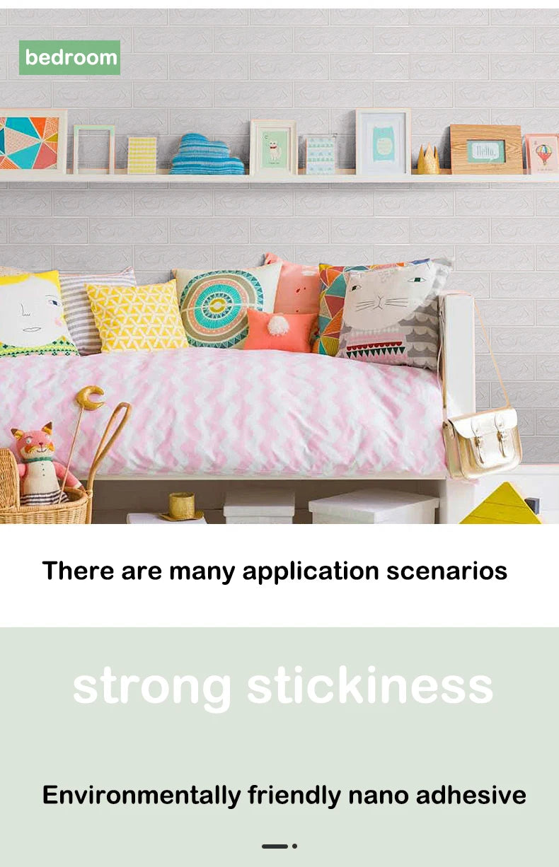 70cm*100cm Self-adhesive Wallpaper Background Modern Home Decoration PVC Waterproof Wall Stickers Foam 3D DIY Brick Pattern Room