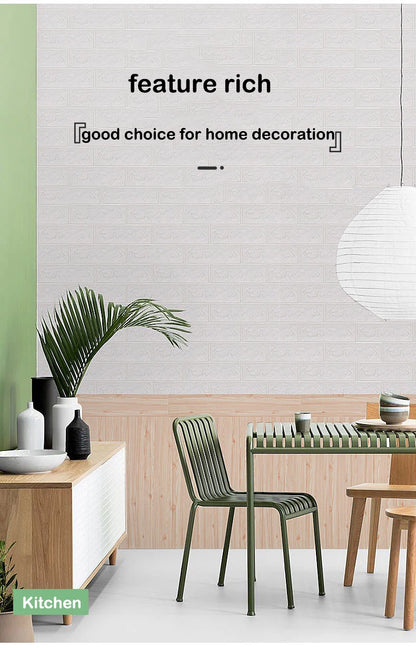 70cm*100cm Self-adhesive Wallpaper Background Modern Home Decoration PVC Waterproof Wall Stickers Foam 3D DIY Brick Pattern Room