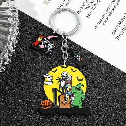 The Nightmare Before Christmas Keychain Sally Jack Skellington Halloween Keyrings Car Key Holder for Couple Jewelry Gifts
