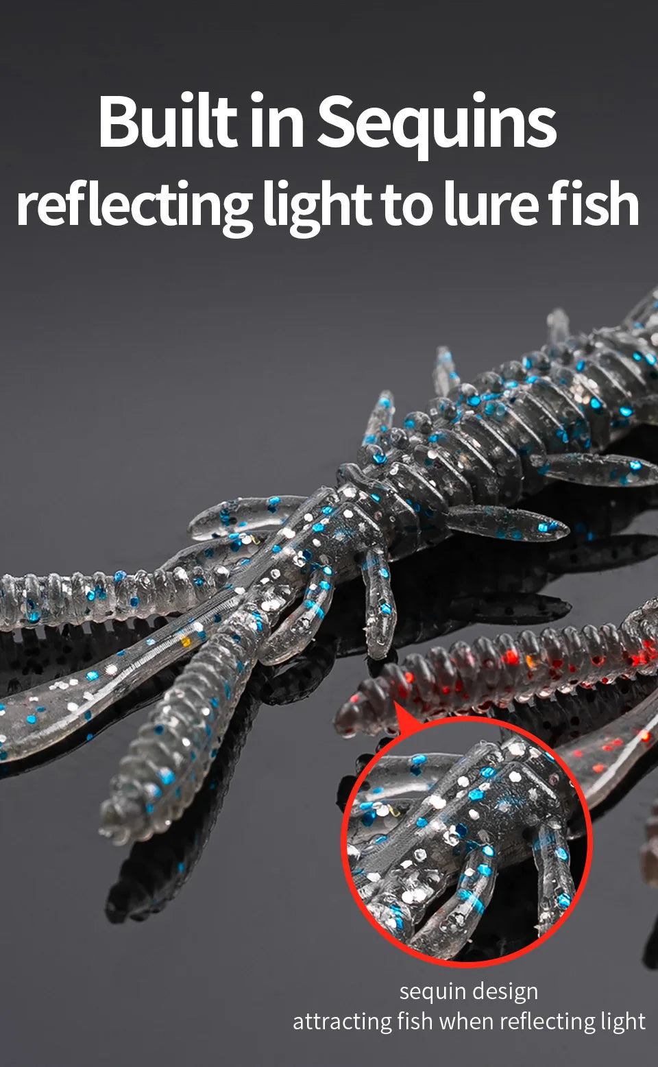 LINNHUE Floating Soft Shrimp Fishing Bait NED Rig Wobblers Shrimp Swim Lure Jig Salt Silicone Swimbait with Fish Attractant