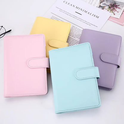 Macaroon Color A6/A5 PU Leather DIY Binder Notebook Cover Diary Agenda Planner Paper Cover School Stationery