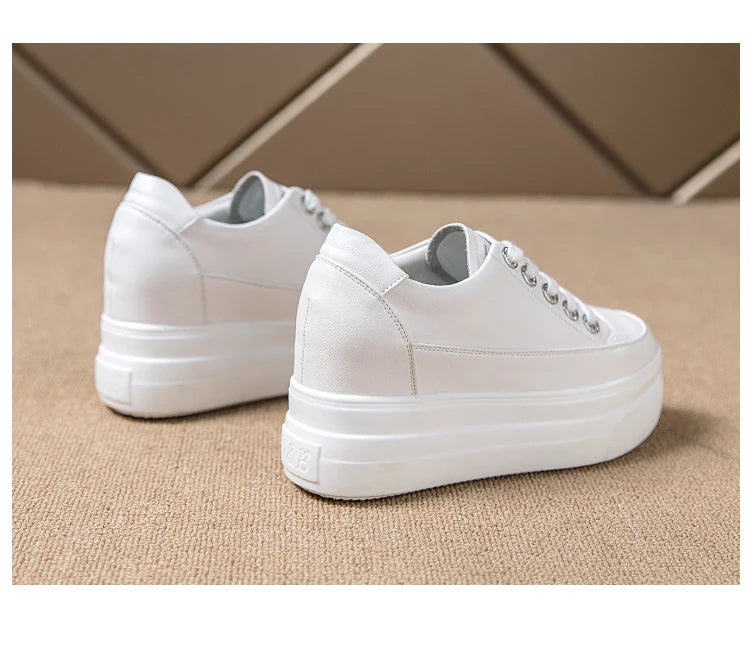 Women's Sneakers 2022 New Casual Shoes Woman Autumn Comfortable Breathable White Shoe 8CM Heels Height Increasing Platform Femme
