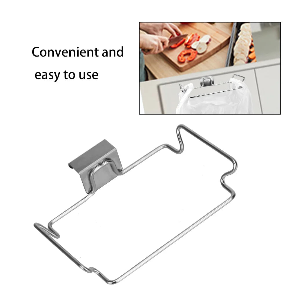 Kitchen Trash Rack Closet Stand Stainless Steel kitchen Accessories Cabinet Door Garbage Storage Holder Garbage Bags Holder