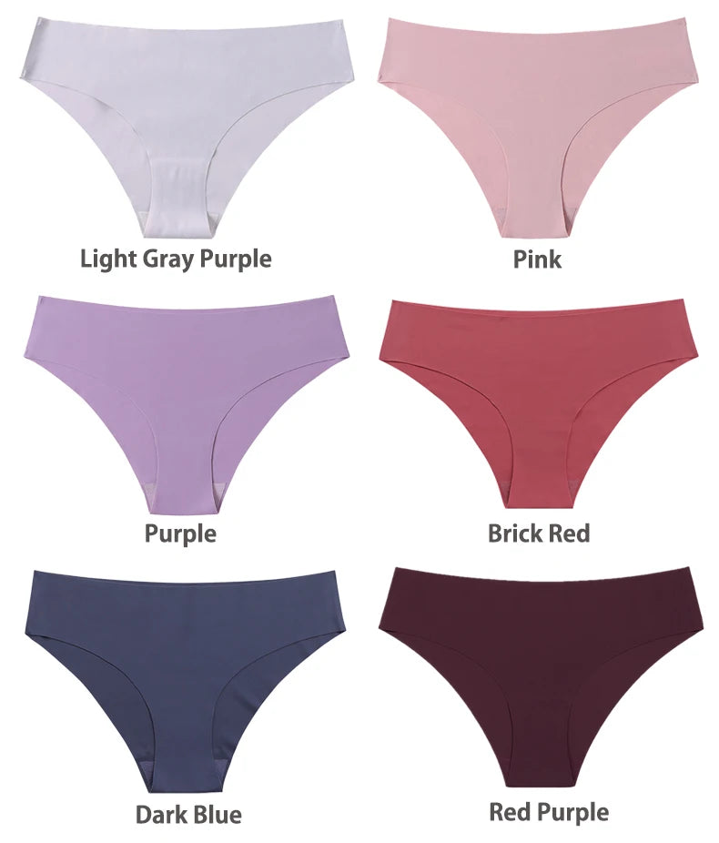 3 Pcs Seamless Panties for Women Breathable Low Waist Sexy Underwear Solid Silk Panties Brief Female Lingerie