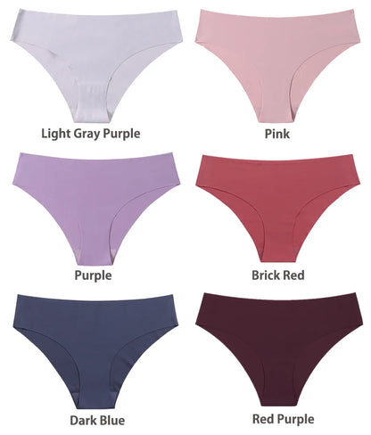 3 Pcs Seamless Panties for Women Breathable Low Waist Sexy Underwear Solid Silk Panties Brief Female Lingerie